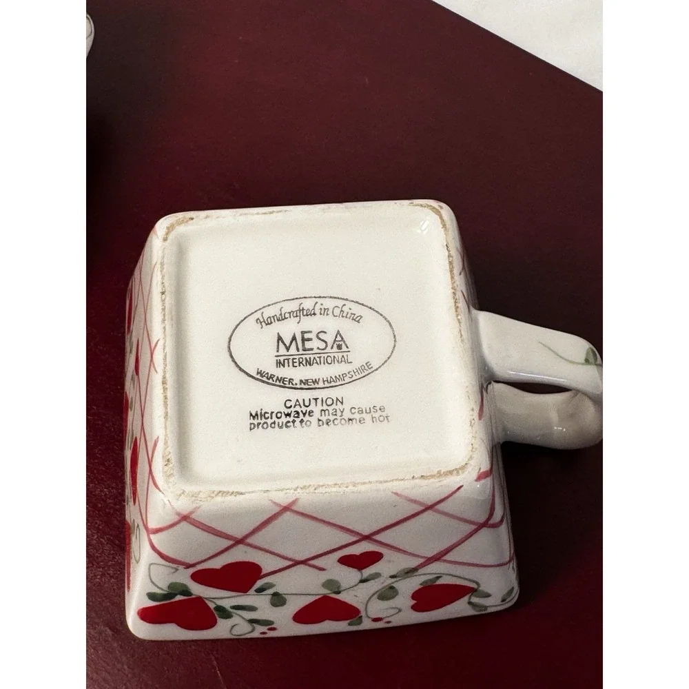 Mesa International Ceramic Hearts Teapot For One 2 PC Set w/Cup Never Used